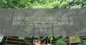 日経平均が下がった時でも上がる銘柄は？逆境に強い投資戦略を探る！